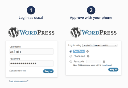 Capture d'écran du  plugin WordPress Duo pour l'authentification à deux facteurs