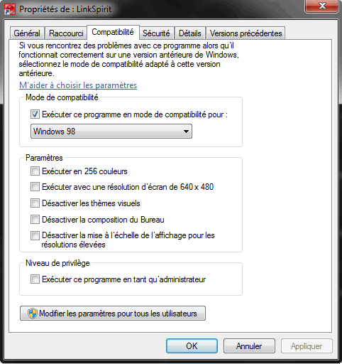 Linkspirit Mode de compatibilité
